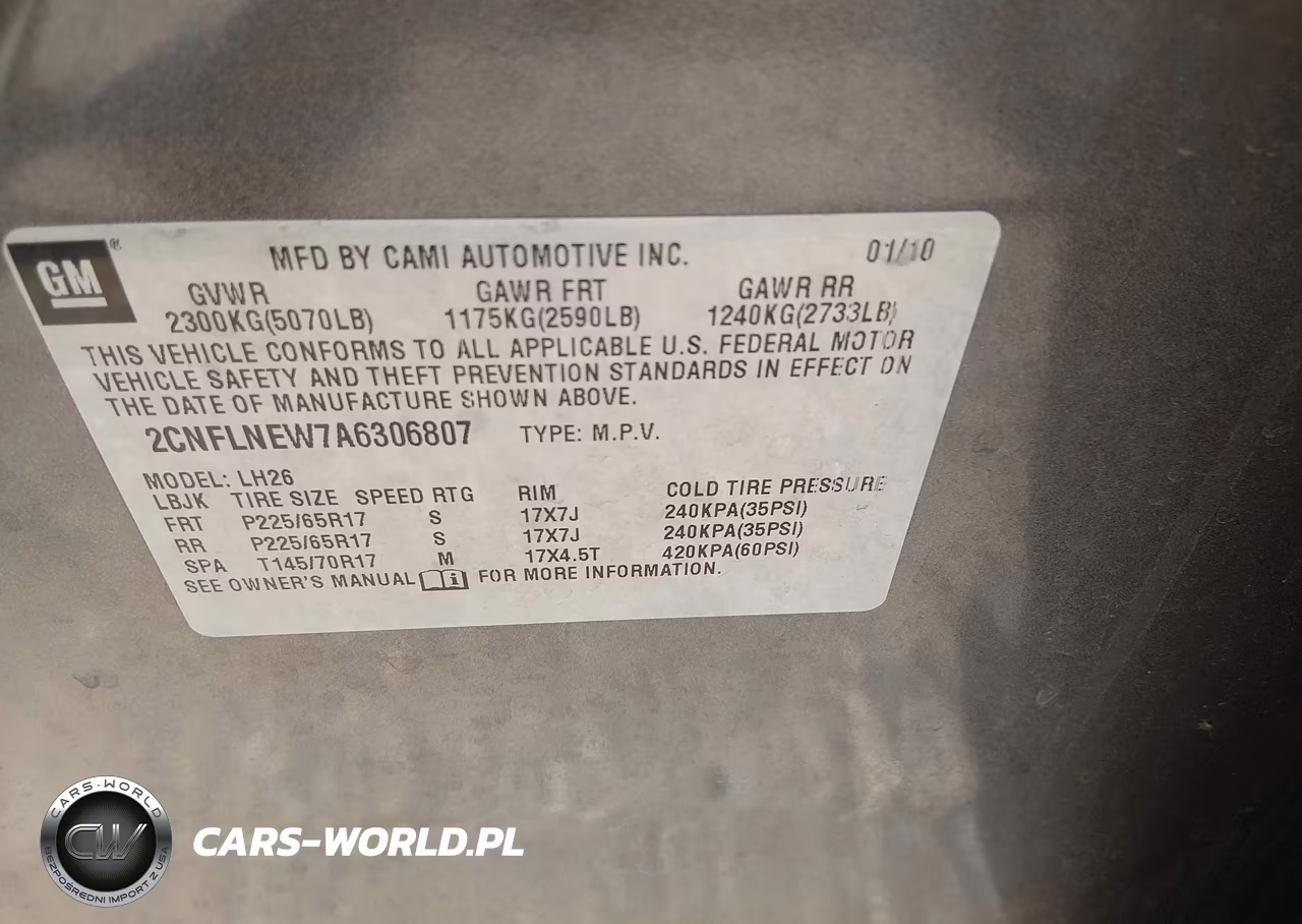 2010 Chevrolet Equinox Lt VIN:2CNFLNEW7A6306807 - 9