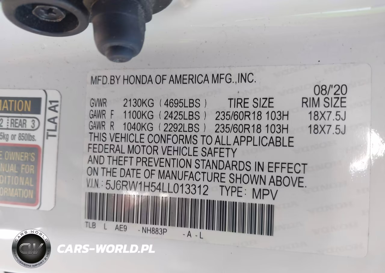 2020 Honda Cr-V 2Wd Ex VIN:5J6RW1H54LL013312 - 9