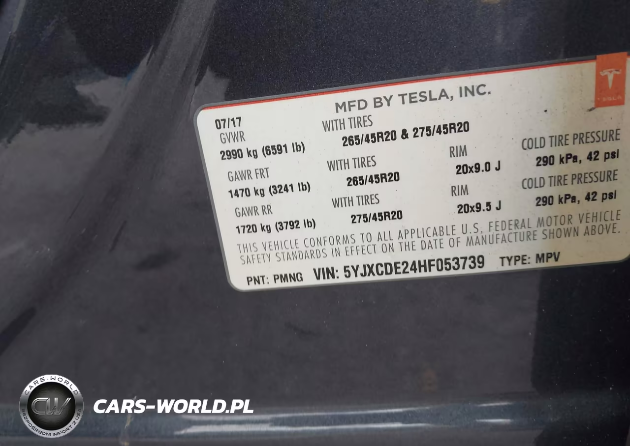 2017 Tesla Model X 100D-75D-90D VIN:5YJXCDE24HF053739 - 9