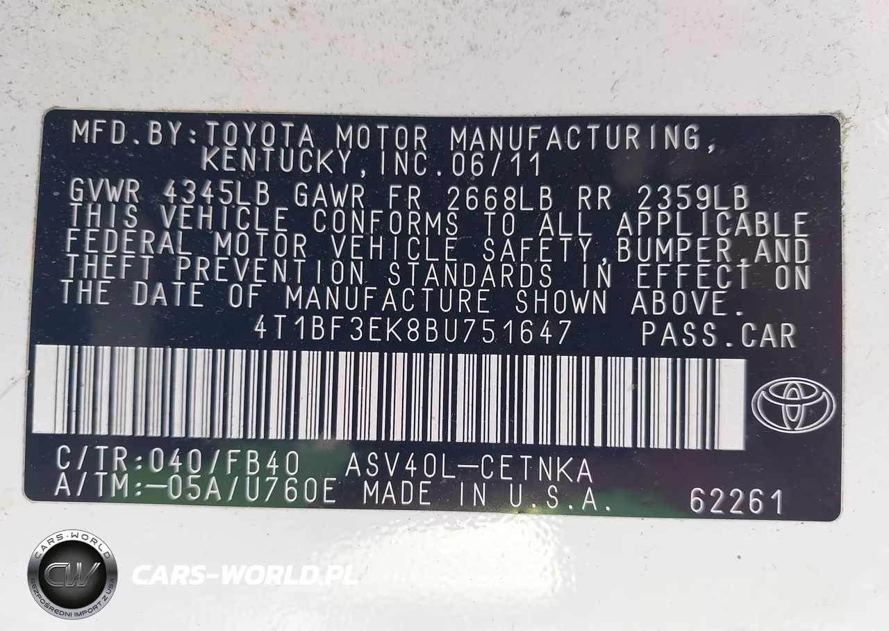 2011 Toyota Camry VIN:4T1BF3EK8BU751647 - 9