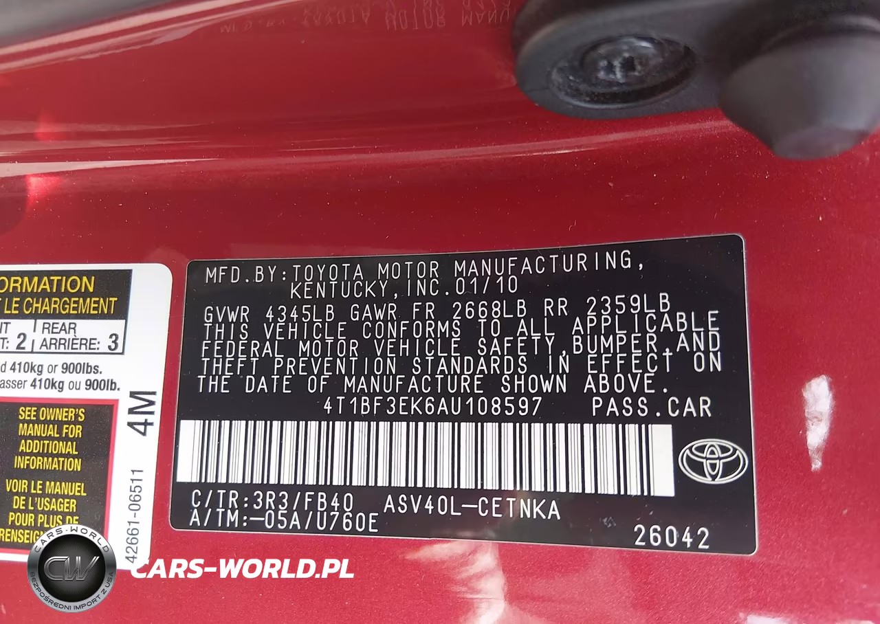 2010 Toyota Camry Le VIN:4T1BF3EK6AU108597 - 9