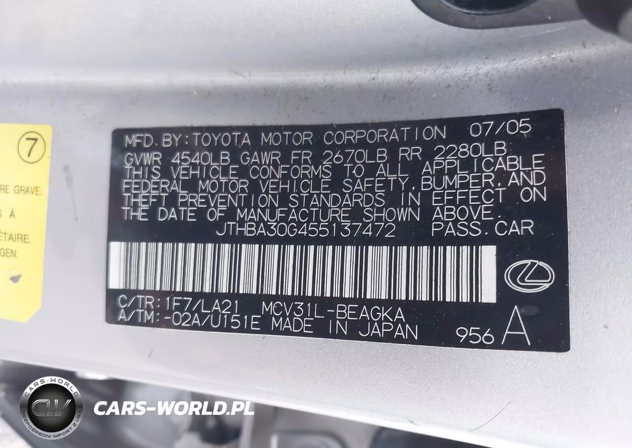 2005 Lexus Es 330 VIN:JTHBA30G455137472 - 9