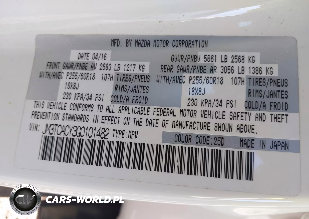 2016 Mazda Cx-9 Touring VIN:JM3TCACY3G0101482 - 9