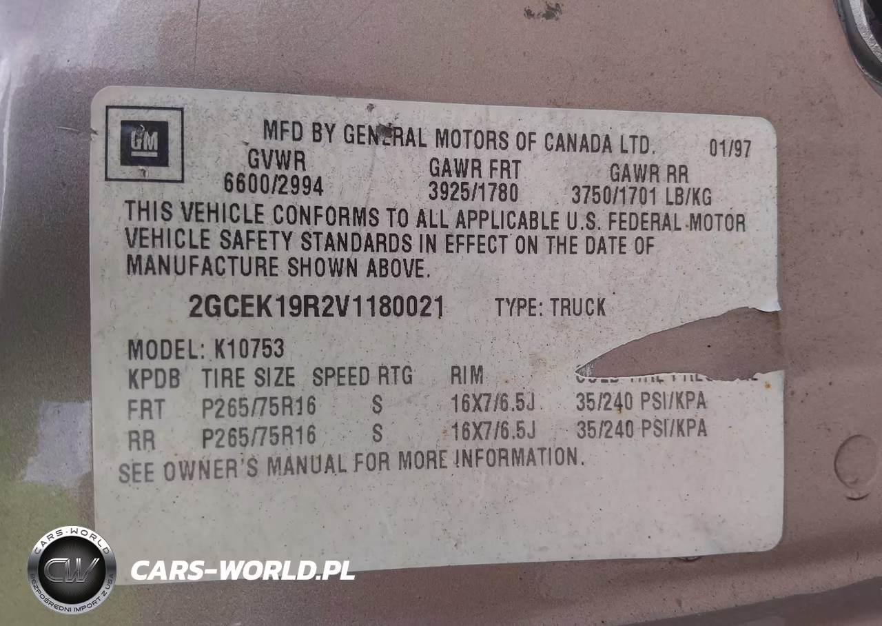 1997 Chevrolet K1500 Fleetside VIN:2GCEK19R2V1180021 - 9