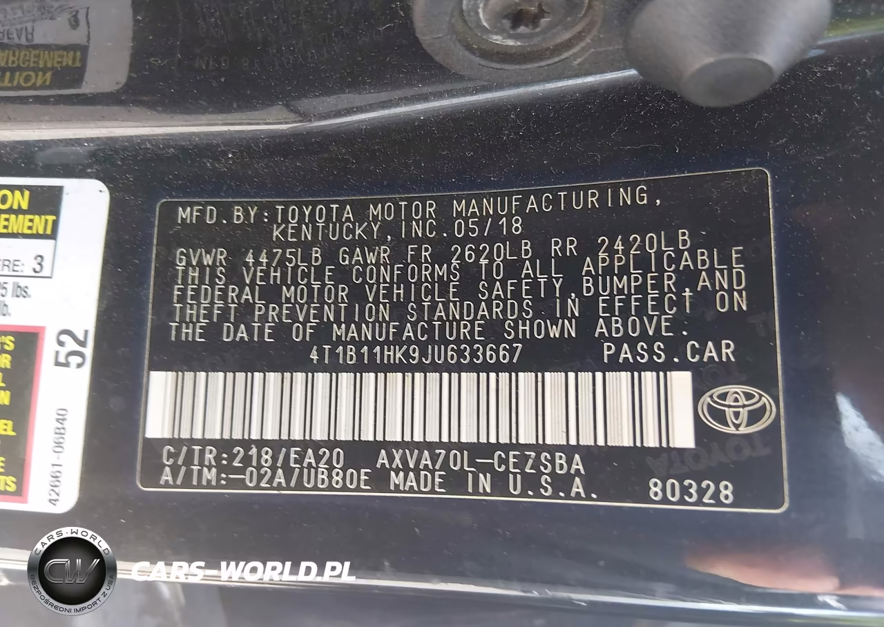 2018 Toyota Camry Se VIN:4T1B11HK9JU633667 - 9