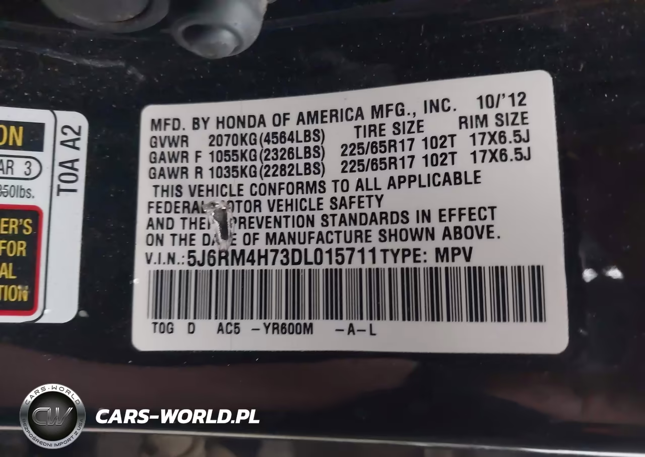 2013 Honda Cr-V Ex-L VIN:5J6RM4H73DL015711 - 9