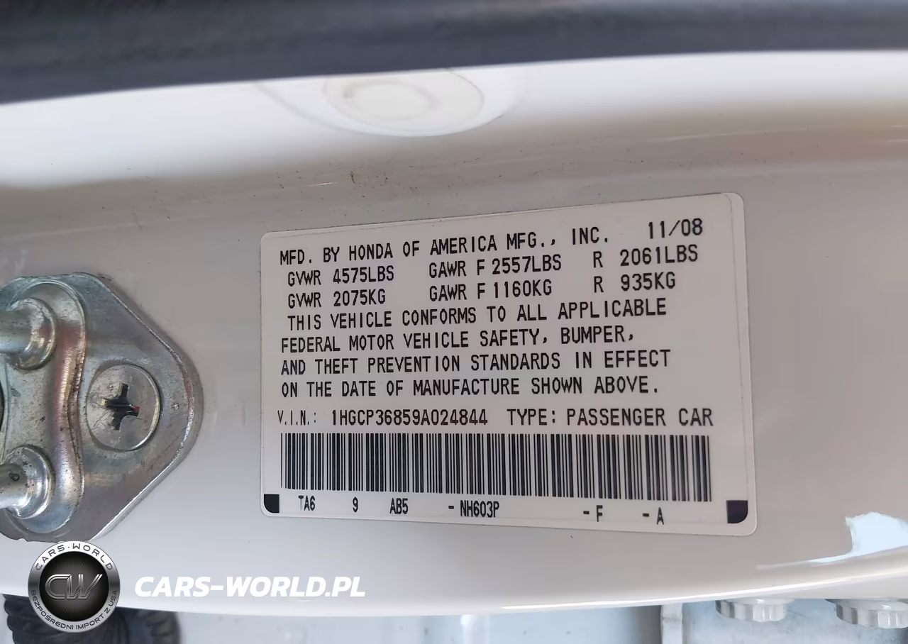 2009 Honda Accord 3.5 Ex-L VIN:1HGCP36859A024844 - 9
