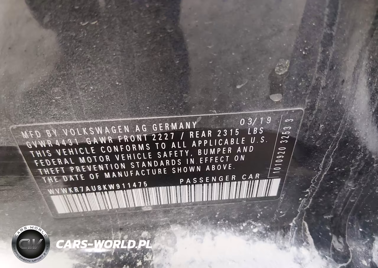 2019 Volkswagen E-Golf Se VIN:WVWKR7AU8KW911475 - 9