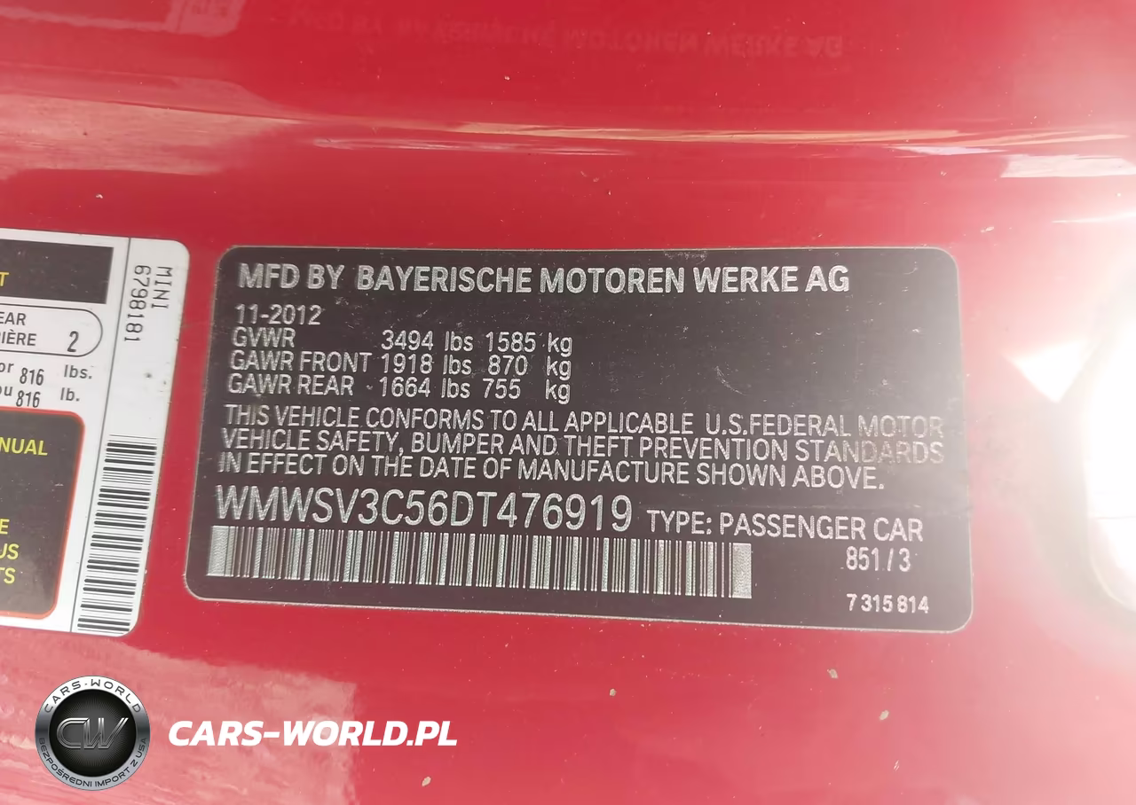 2013 Mini Hardtop Cooper S VIN:WMWSV3C56DT476919 - 9