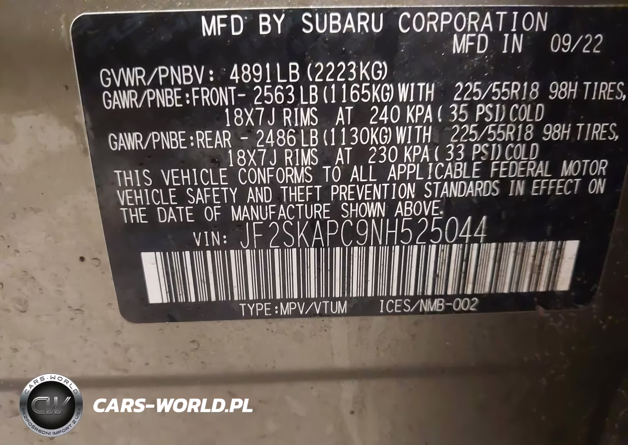 2022 Subaru Forester Limited VIN:JF2SKAPC9NH525044 - 9