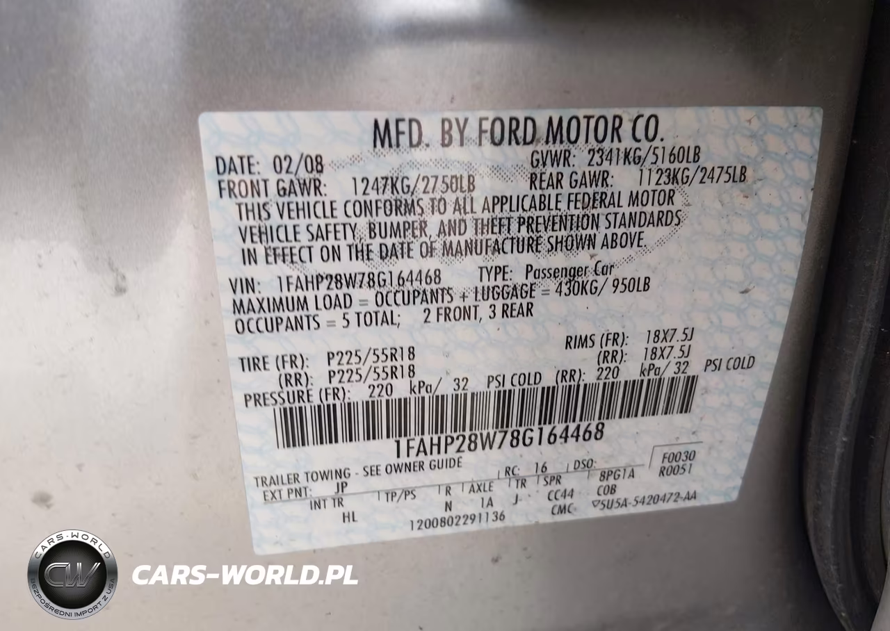 2008 Ford Taurus Limited VIN:1FAHP28W78G164468 - 9