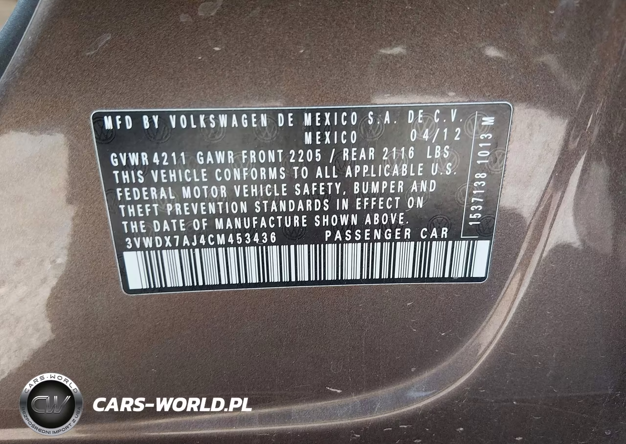 2012 Volkswagen Jetta 2.5L Se VIN:3VWDX7AJ4CM453436 - 9