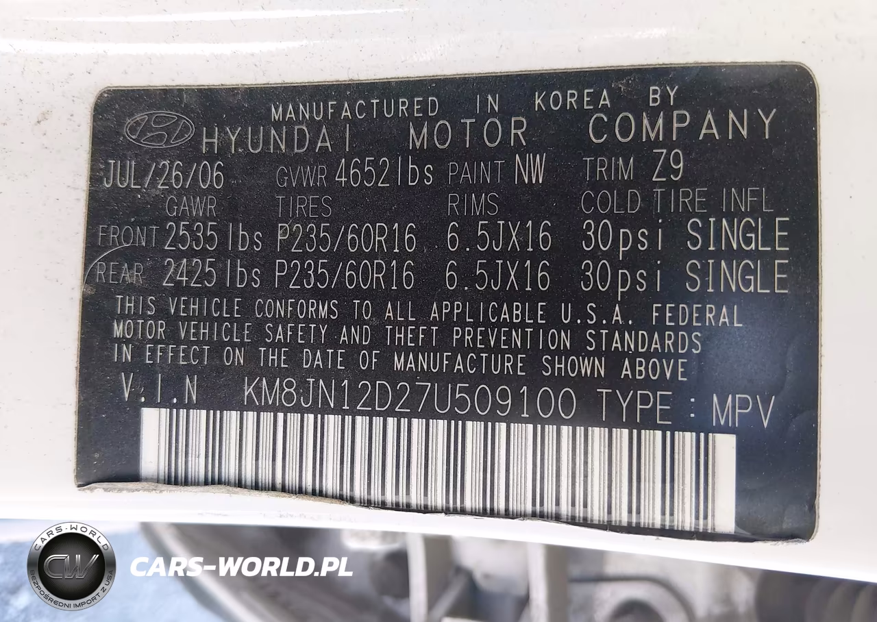 2007 Hyundai Tucson Limited-Se VIN:KM8JN12D27U509100 - 9