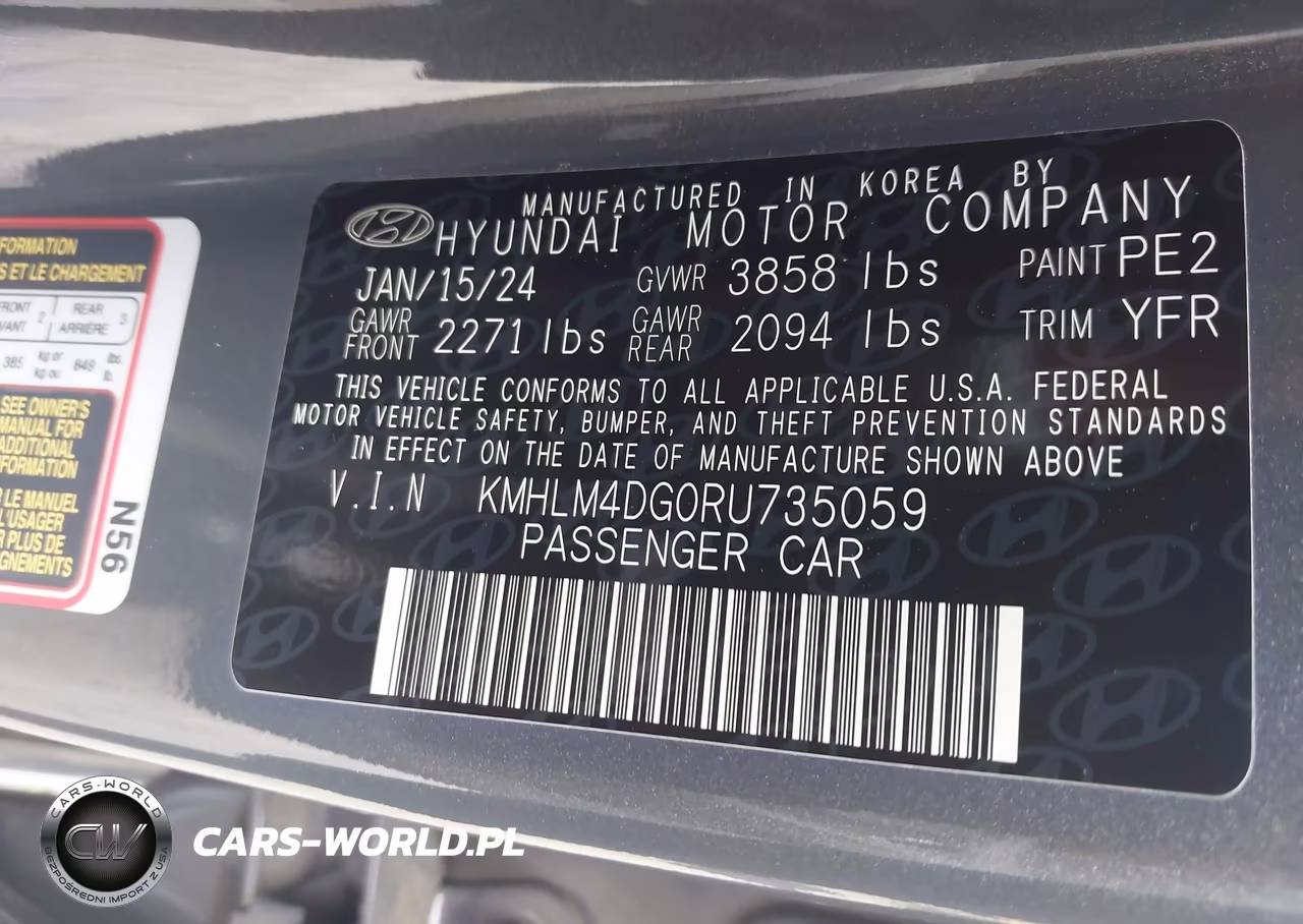 2024 Hyundai Elantra Sel VIN:KMHLM4DG0RU735059 - 9