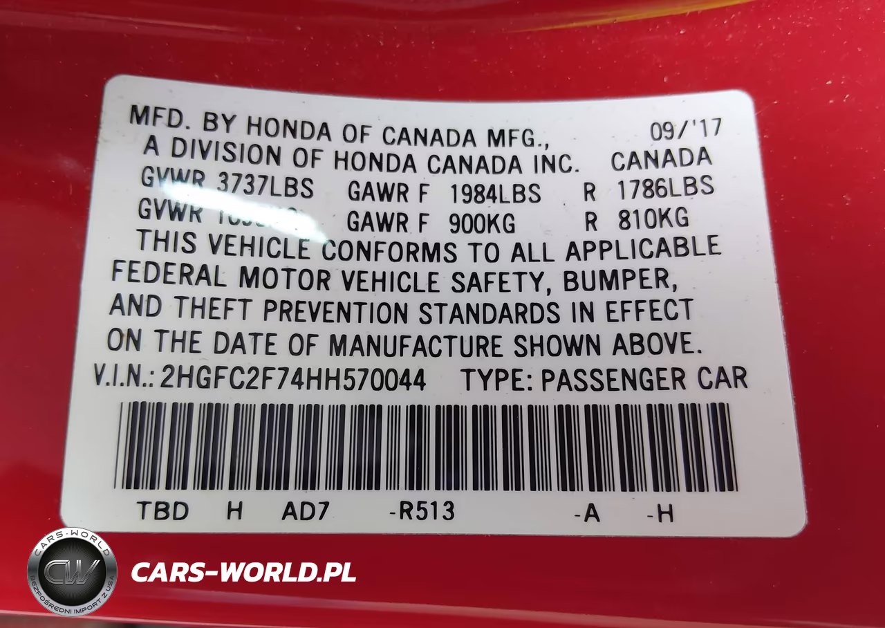 2017 Honda Civic Ex VIN:2HGFC2F74HH570044 - 9