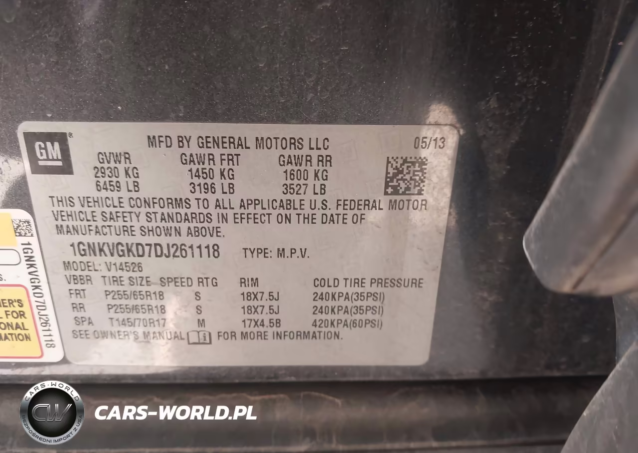 2013 Chevrolet Traverse Lt VIN:1GNKVGKD7DJ261118 - 9