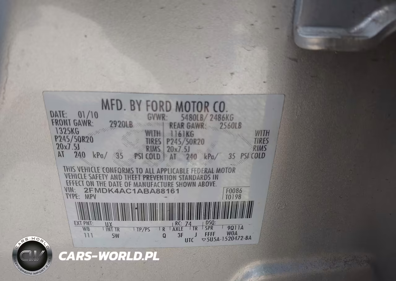 2010 Ford Edge Sport VIN:2FMDK4AC1ABA88161 - 9