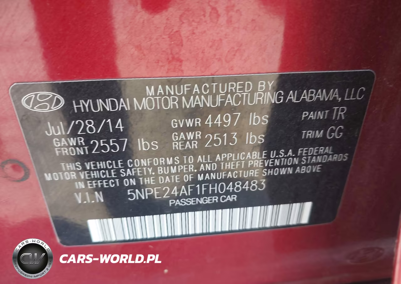 2015 Hyundai Sonata Se VIN:5NPE24AF1FH048483 - 9