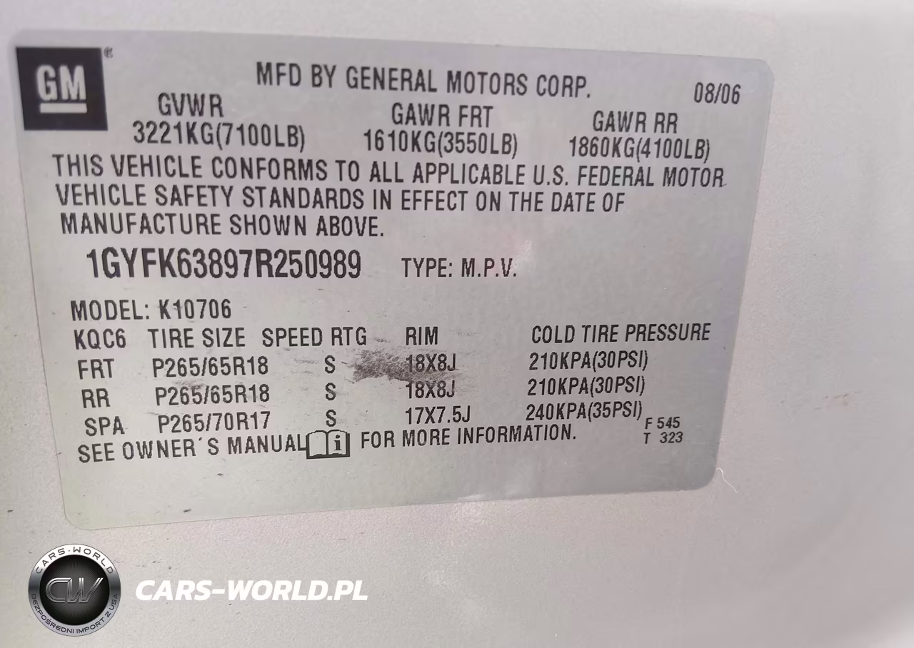 2007 Cadillac Escalade VIN:1GYFK63897R250989 - 9