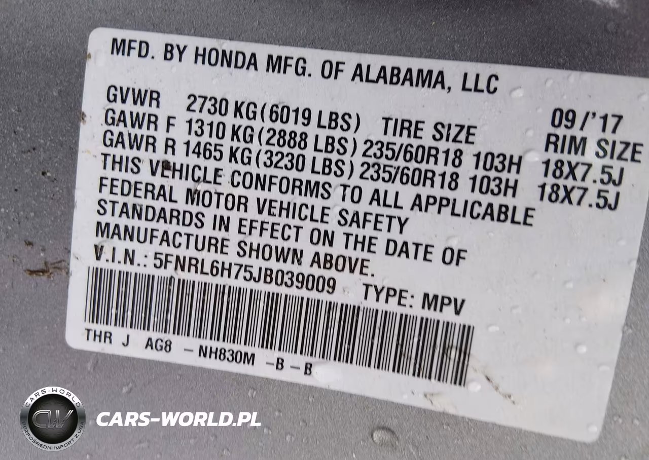 2018 Honda Odyssey Ex-L VIN:5FNRL6H75JB039009 - 9