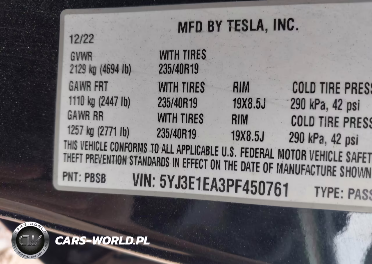 2023 Tesla Model 3 Rear-Wheel Drive VIN:5YJ3E1EA3PF450761 - 9