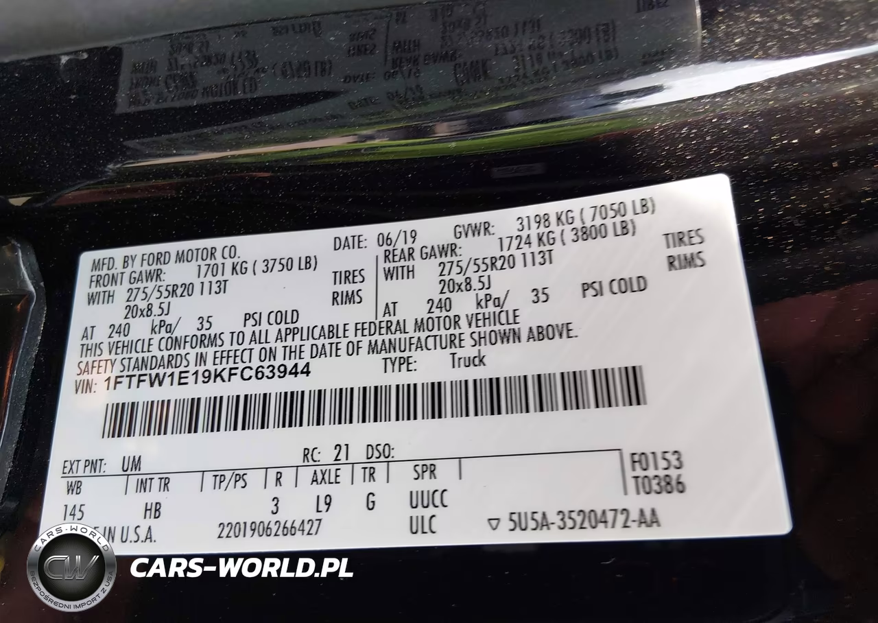 2019 Ford F-150 Lariat VIN:1FTFW1E19KFC63944 - 9
