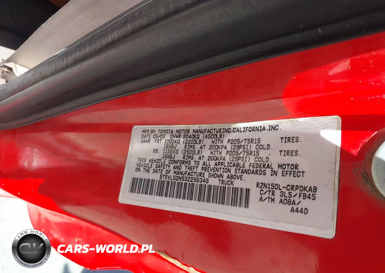 2003 Toyota Tacoma VIN:5TEVL52N53Z256349 - 9