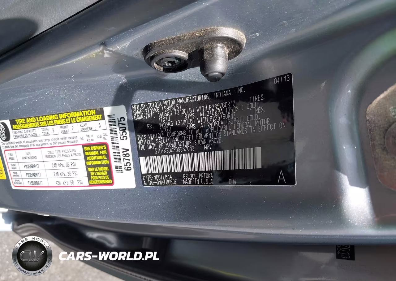2013 Toyota Sienna Xle V6 8 Passenger VIN:5TDYK3DC3DS367013 - 9