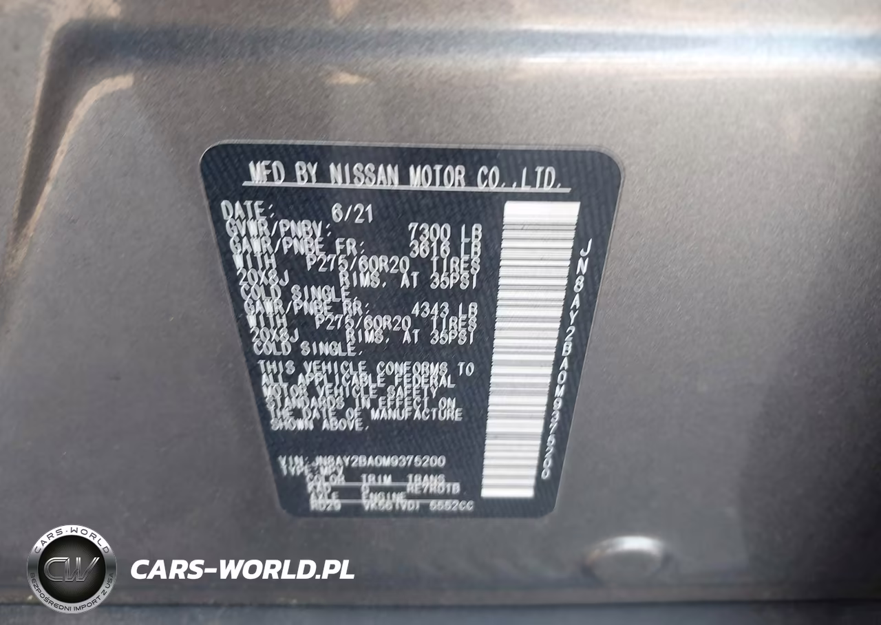 2021 Nissan Armada Sl 2Wd VIN:JN8AY2BA0M9375200 - 9