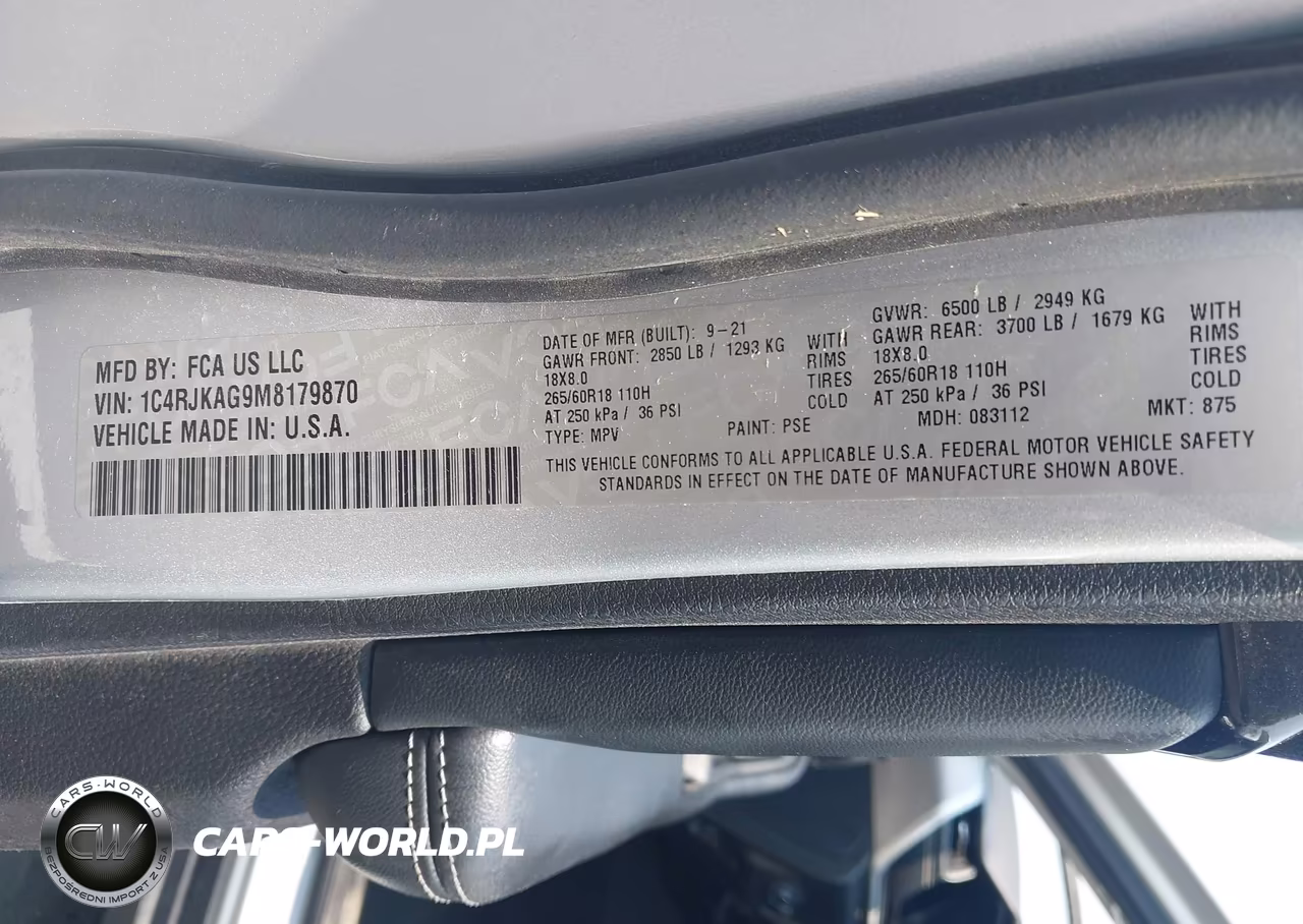2021 Jeep Grand Cherokee L Laredo 4X4 VIN:1C4RJKAG9M8179870 - 9