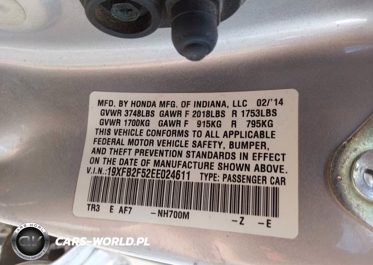 2014 Honda Civic Lx VIN:19XFB2F52EE024611 - 9