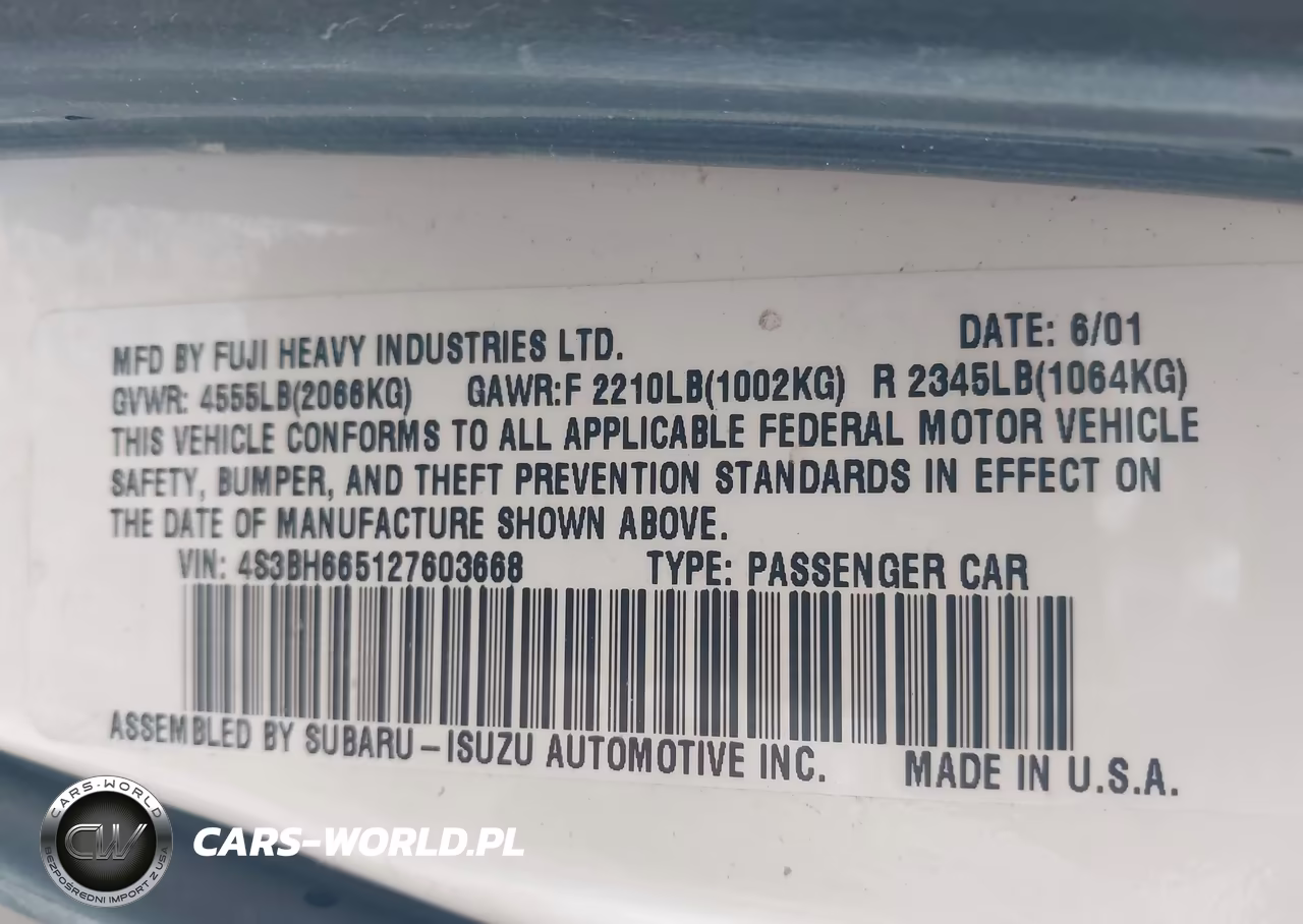 2002 Subaru Outback VIN:4S3BH665127603668 - 9
