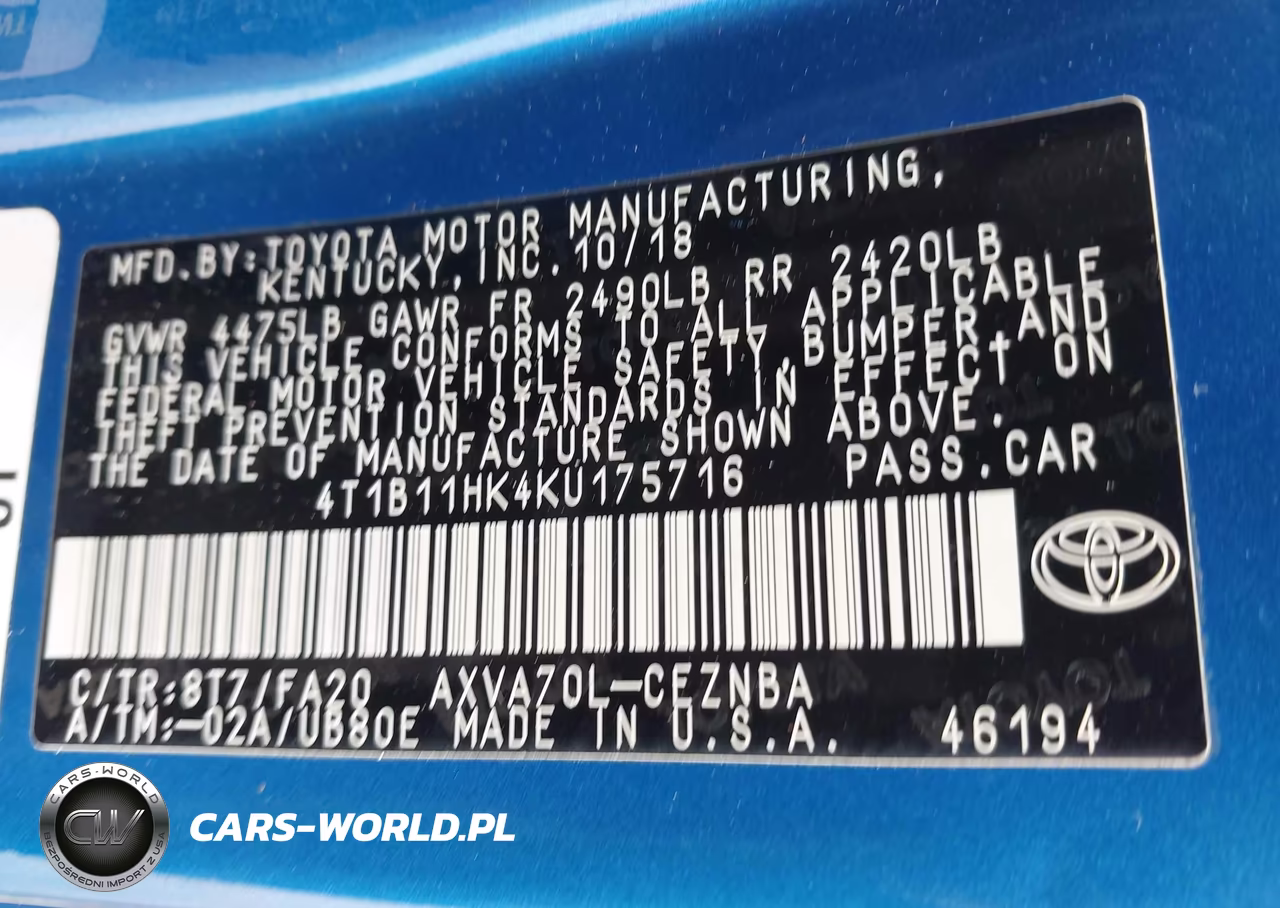 2019 Toyota Camry Le VIN:4T1B11HK4KU175716 - 9