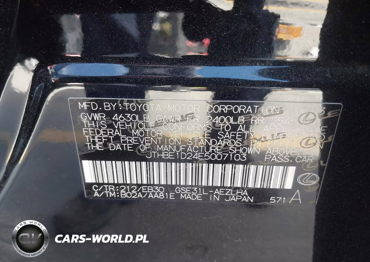 2014 Lexus Is 350 VIN:JTHBE1D24E5007103 - 9