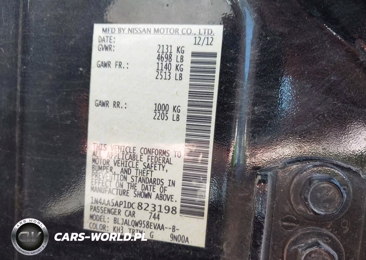 2013 Nissan Maxima 3.5 S VIN:1N4AA5AP1DC823198 - 9