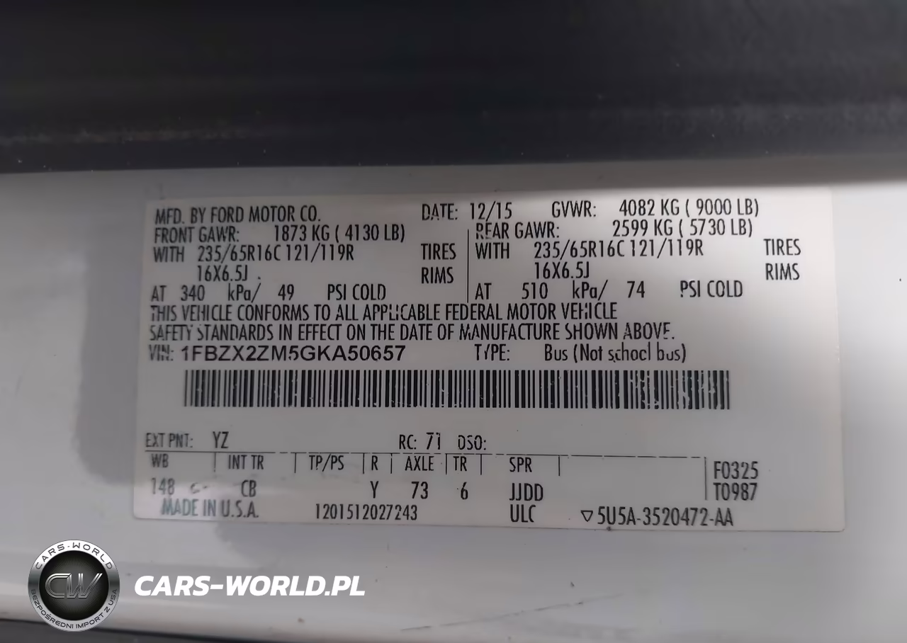 2016 Ford Transit-350 Xlt VIN:1FBZX2ZM5GKA50657 - 9