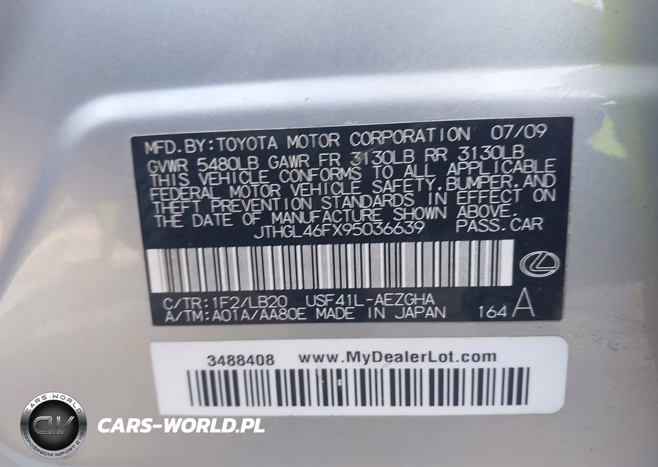 2009 Lexus Ls 460 L VIN:JTHGL46FX95036639 - 9