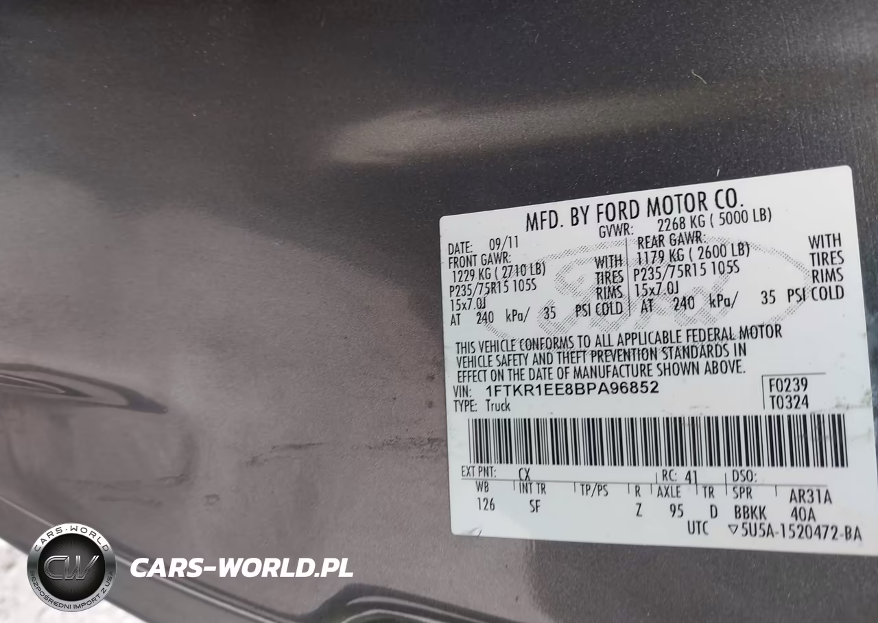 2011 Ford Ranger Sport VIN:1FTKR1EE8BPA96852 - 9