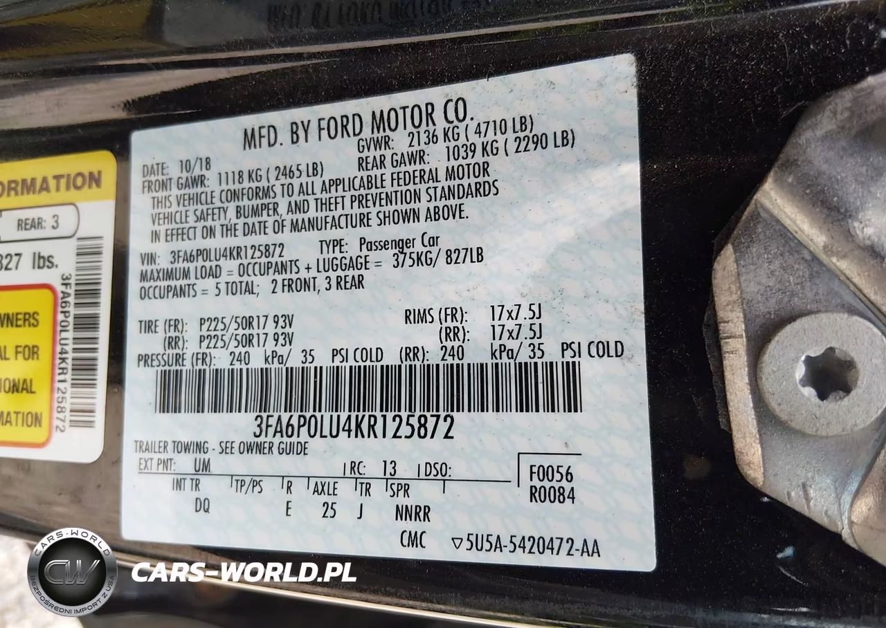 2019 Ford Fusion Hybrid Se VIN:3FA6P0LU4KR125872 - 9