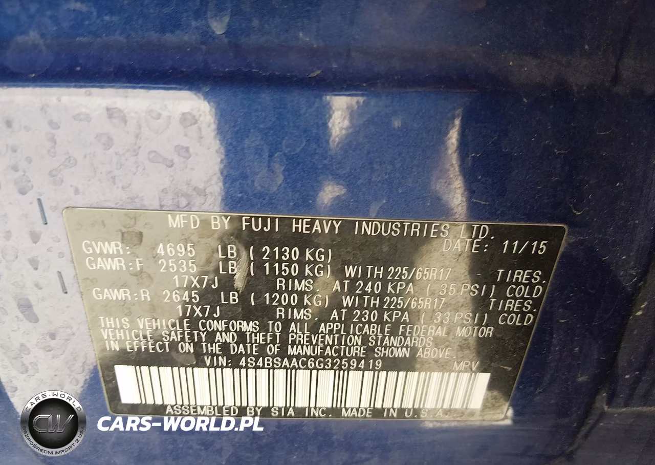 2016 Subaru Outback 2.5I VIN:4S4BSAAC6G3259419 - 9