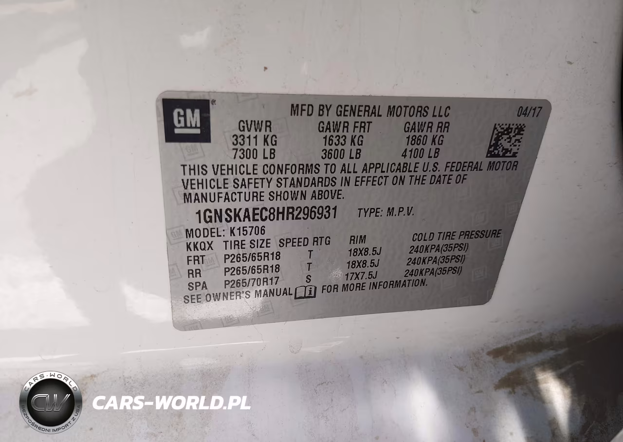 2017 Chevrolet Tahoe Ls VIN:1GNSKAEC8HR296931 - 9