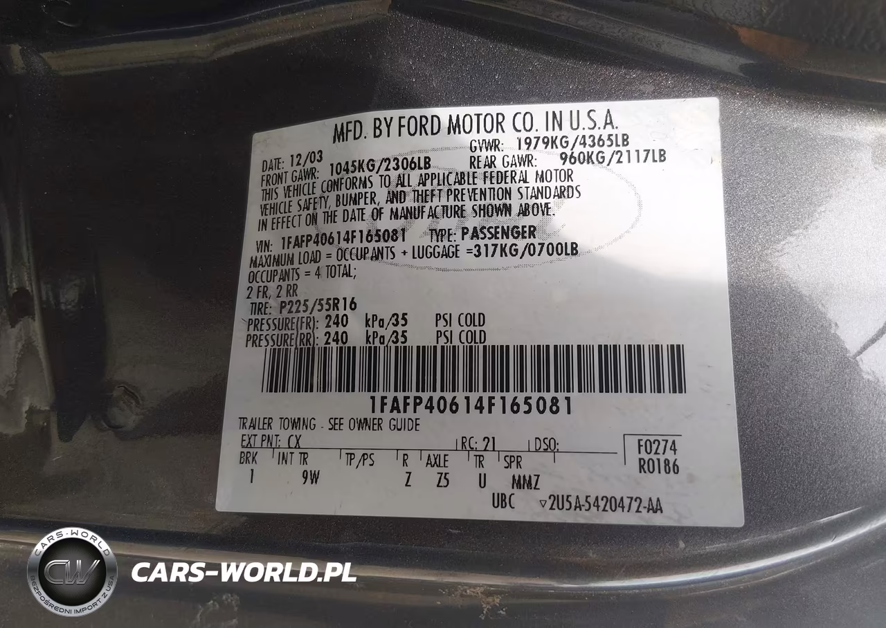 2004 Ford Mustang VIN:1FAFP40614F165081 - 9