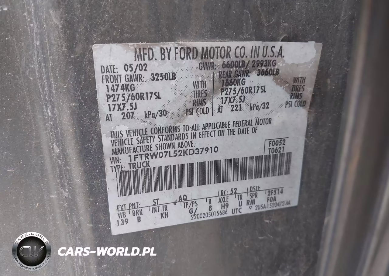 2002 Ford F-150 Lariat-Xlt VIN:1FTRW07L52KD37910 - 9