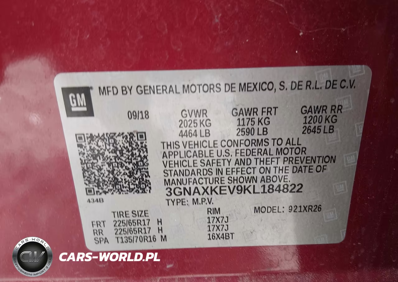 2019 Chevrolet Equinox Lt VIN:3GNAXKEV9KL184822 - 9
