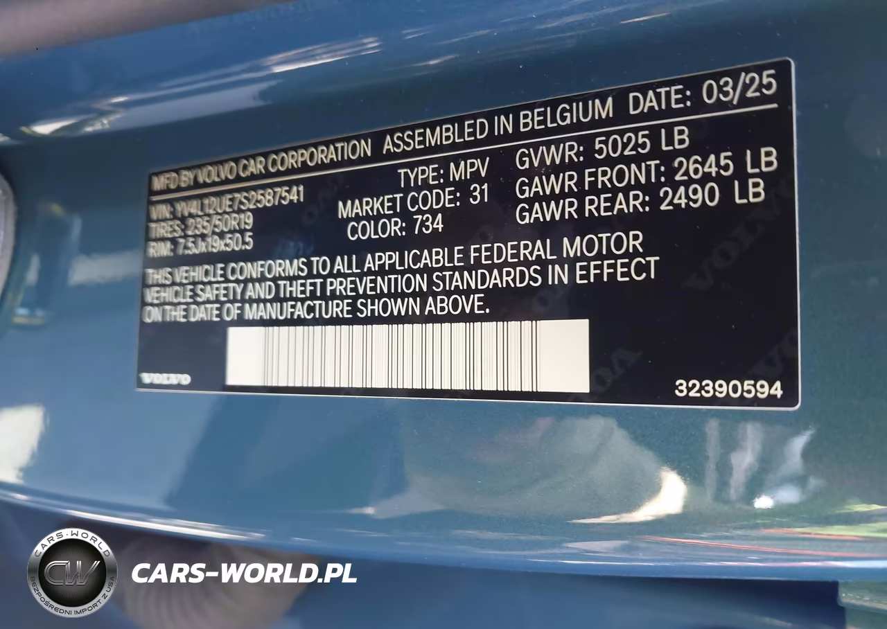 2025 Volvo Xc40 B5 Plus Bright Theme VIN:YV4L12UE7S2587541 - 9