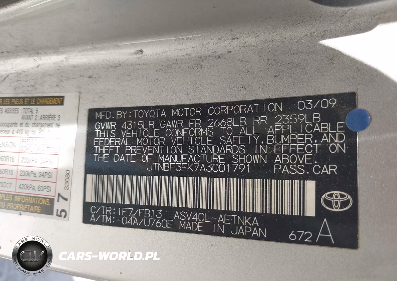 2010 Toyota Camry Le VIN:JTNBF3EK7A3001791 - 9