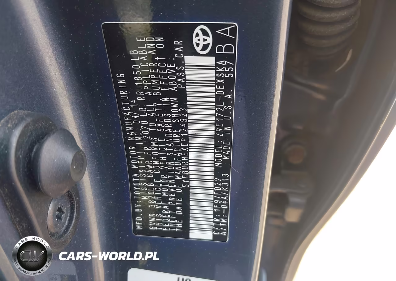 2014 Toyota Corolla S Plus VIN:5YFBURHEXEP124923 - 9