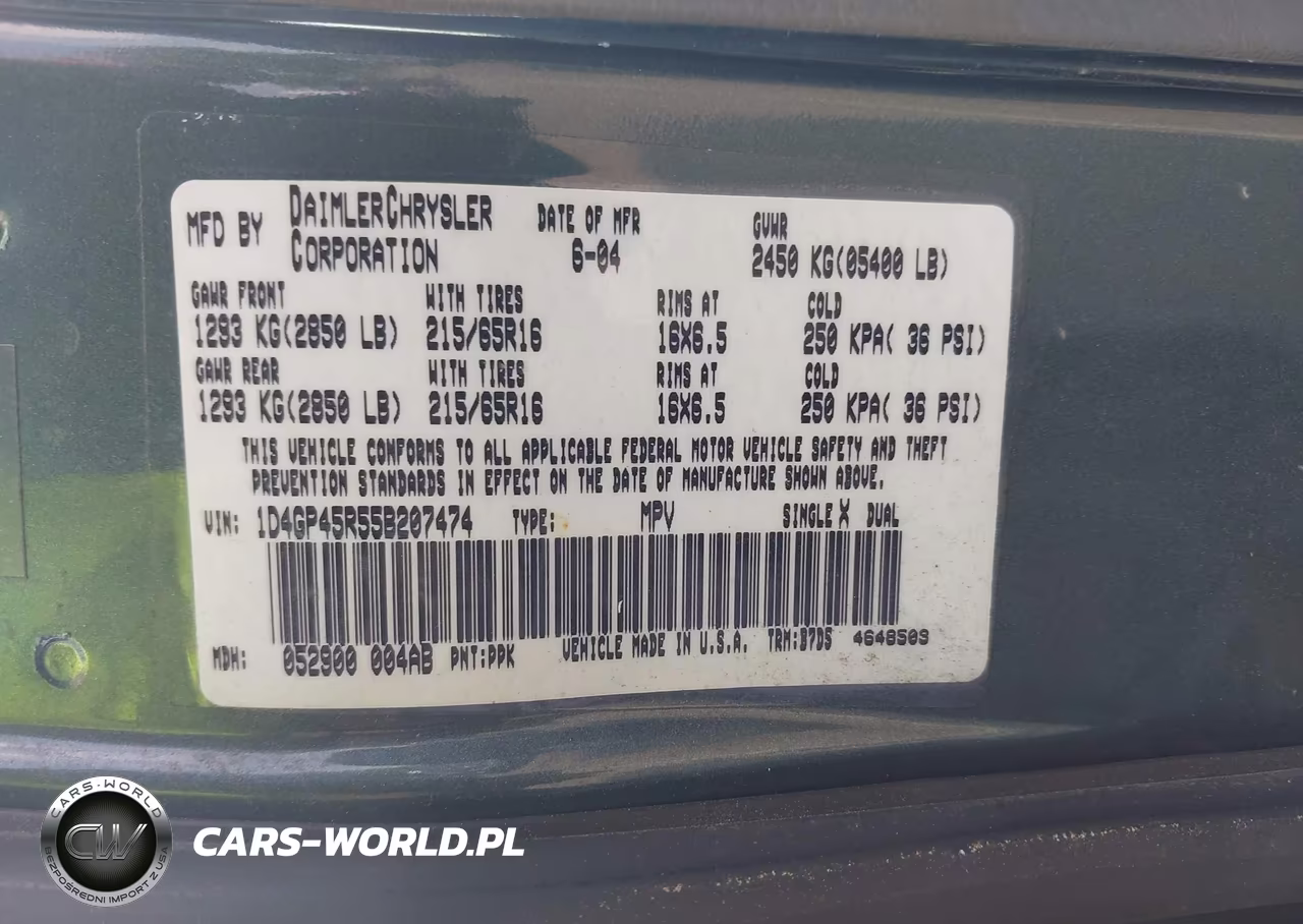 2005 Dodge Caravan Sxt VIN:1D4GP45R55B207474 - 9