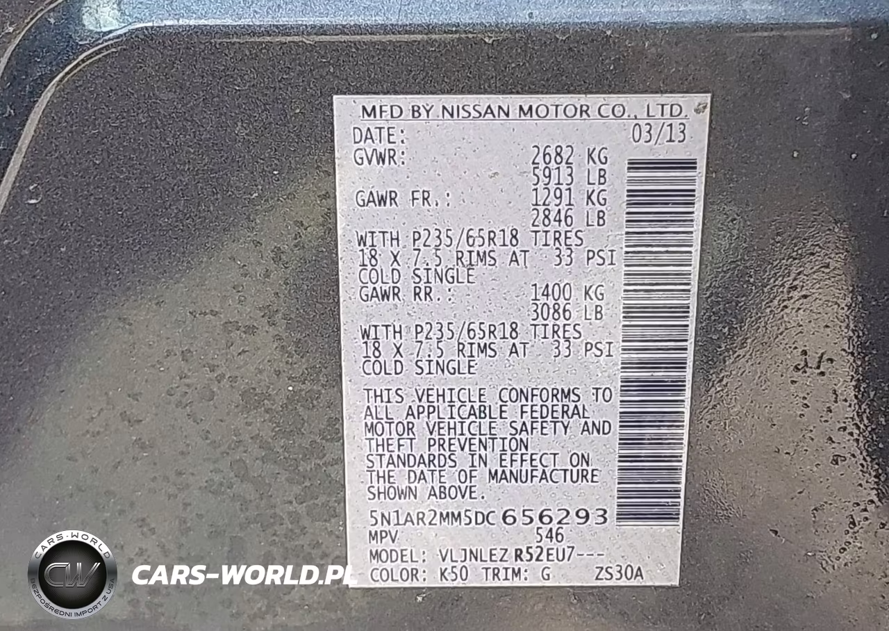 2013 Nissan Pathfinder Sv VIN:5N1AR2MM5DC656293 - 9