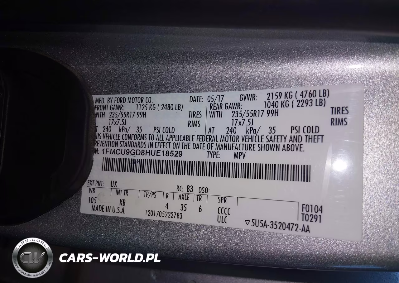 2017 Ford Escape Se VIN:1FMCU9GD8HUE18529 - 9